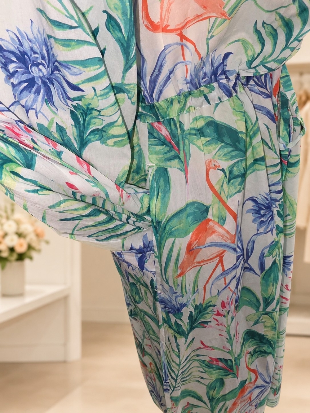 J. McLaughlin Green Multi Tropical Print Long Sleeve Maxi Dress - Picture 8 of 11